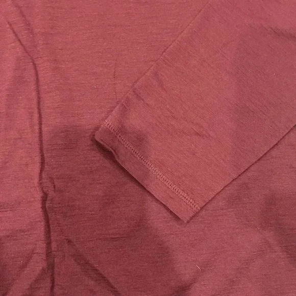[S]True North 100 Merino Wool Burgundy Long Sleeve Crew Neck Pull Over Men Shirt - Picture 3 of 7